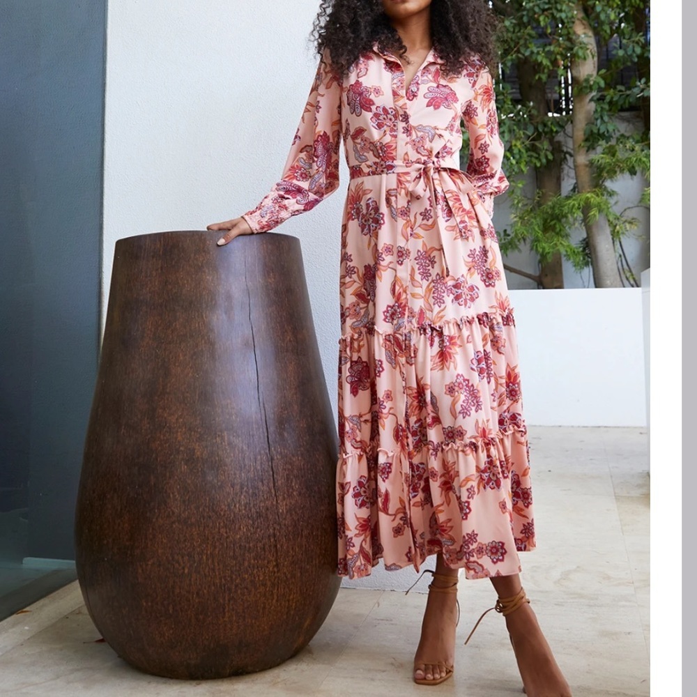 MISA Los Angeles Anthropologie Esmee Maxi Dress in Pink Paisley NWT